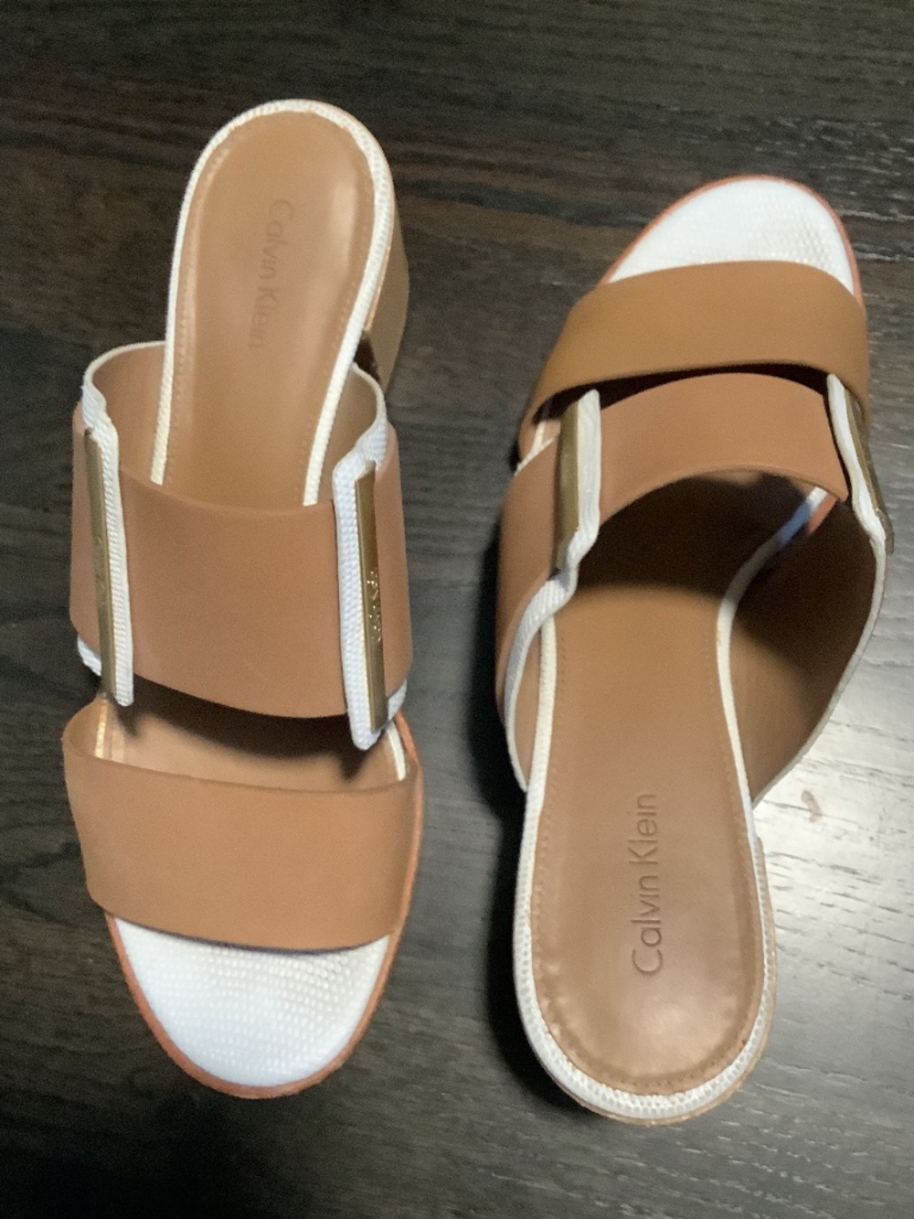 Calvin Klein Taupe Slides Sandals